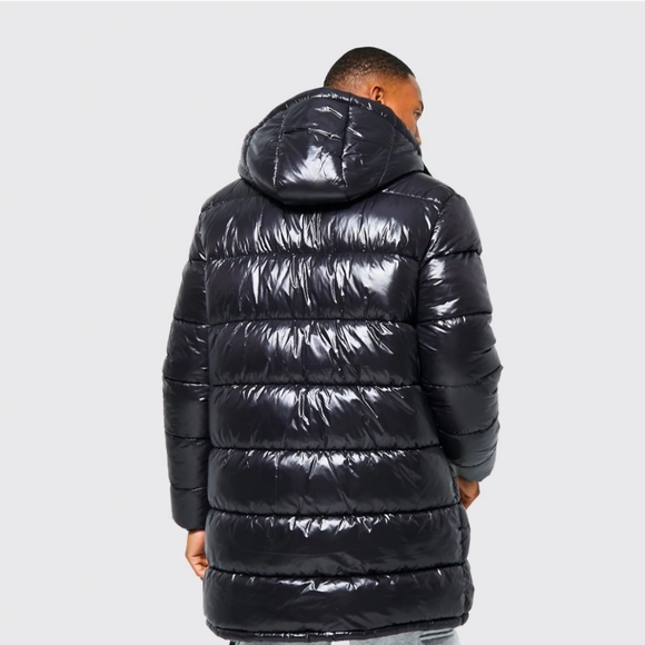 Boohoo Jackets & Coats Boohooman Xl Black Shiny Winter Puffer